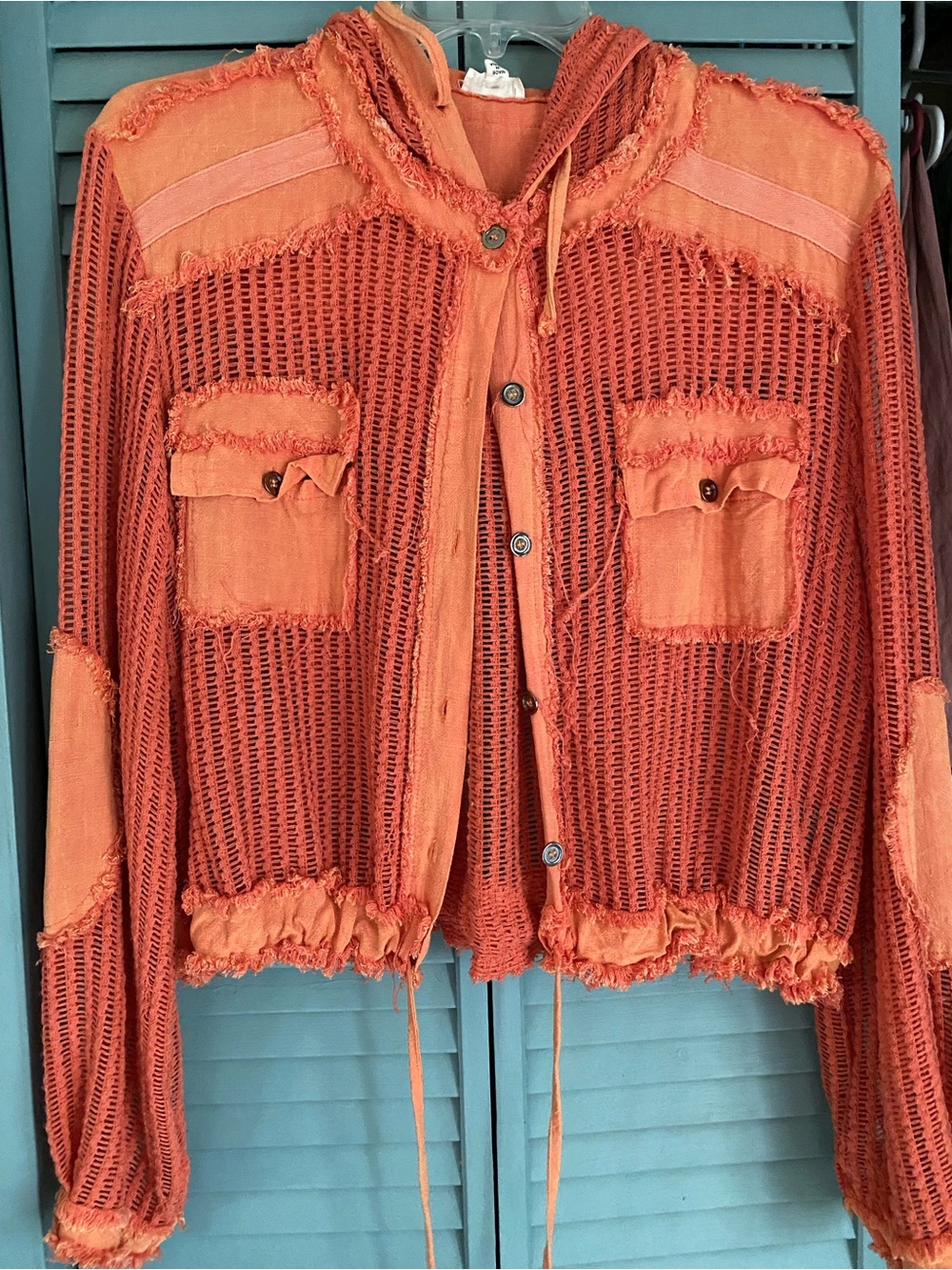 POLOrange Hooded Open-Knit Jacket